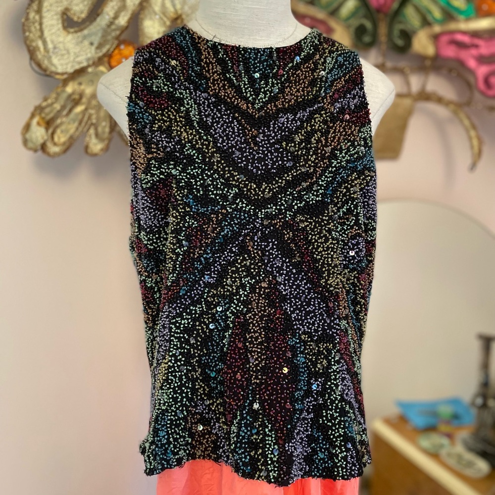 Laurence Kazar Vibrant Beaded Tank Top